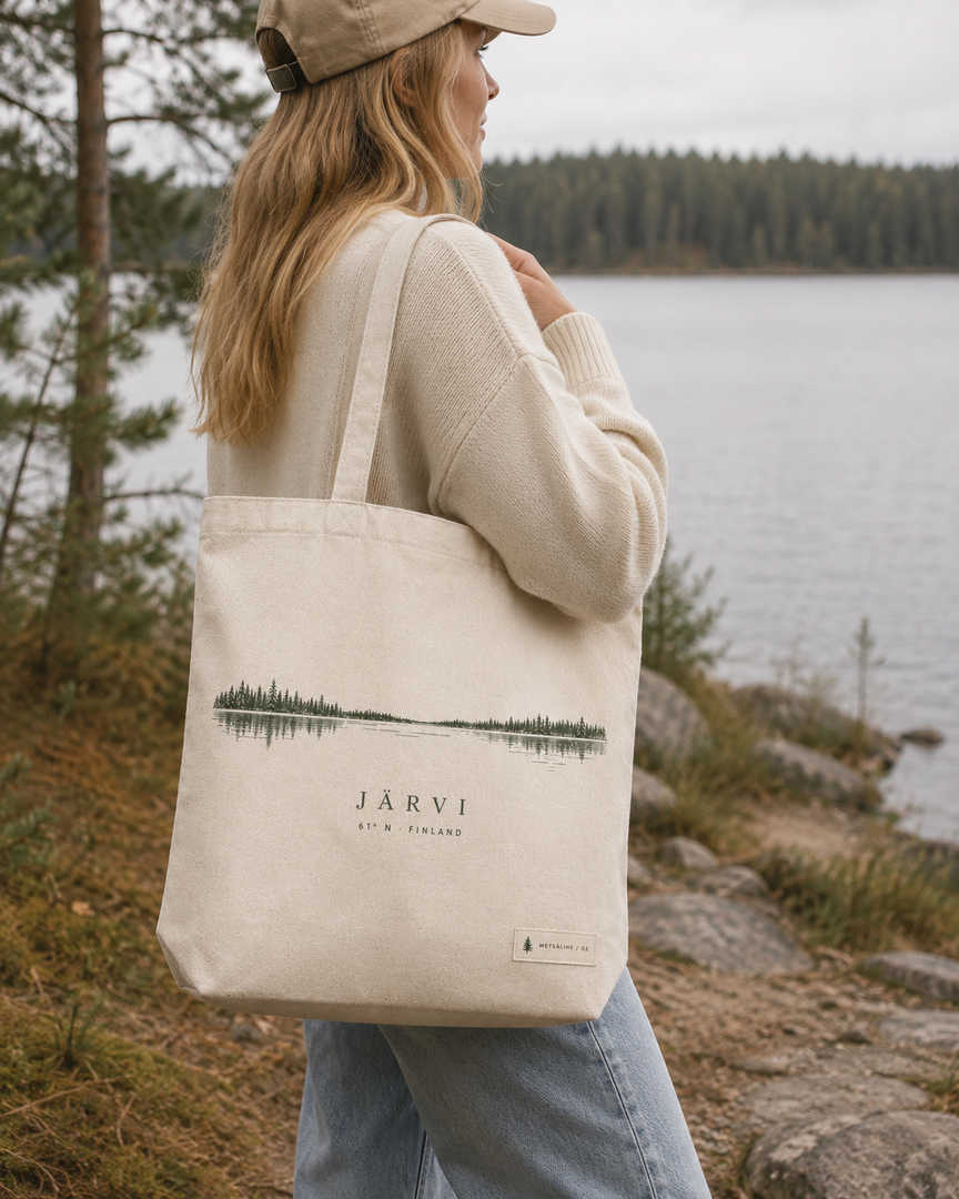 Metsäline Järvimaisema -kangaskassi